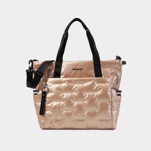 Beige Women's Hedgren Puffer Tote Bags | PIQ2193AV