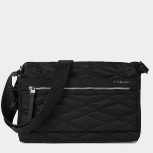 Black Women's Hedgren Quilted Eye Rfid Medium Shoulder Bags | YUV512HR