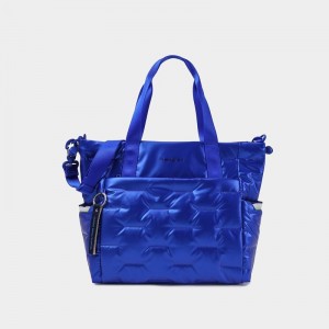 Blue Women's Hedgren Puffer Tote Bags | BXJ7940GL