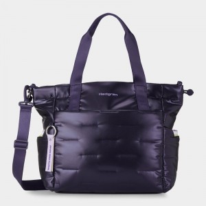 Purple Deep Blue Women's Hedgren Puffer Tote Bags | WHQ429NQ