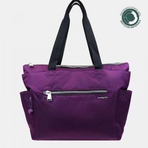 Purple Women's Hedgren Margaret Sustainably Made Tote Bags | DWH6358DU