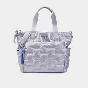 Silver Blue Women's Hedgren Puffer Tote Bags | ZIG557ZZ