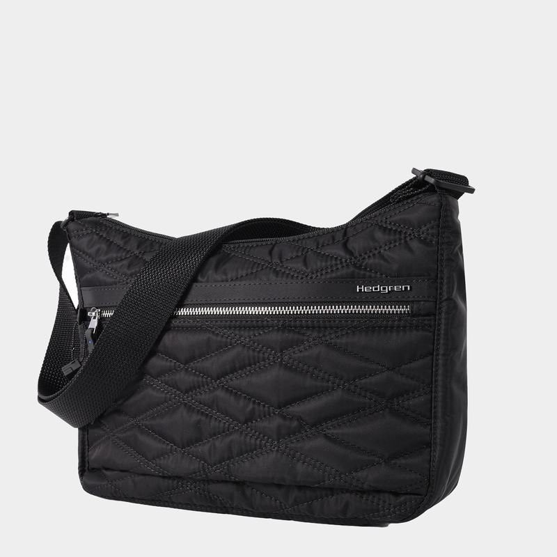 Black Women's Hedgren Quilted Harper's Rfid Shoulder Bags | GNT4861PP