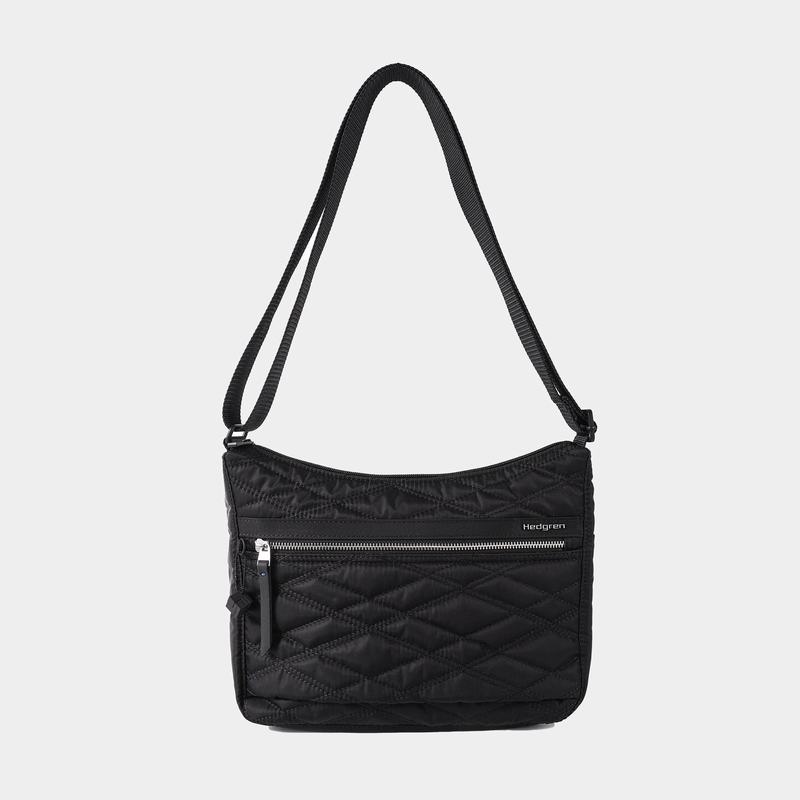 Black Women's Hedgren Quilted Harper's Rfid Shoulder Bags | GNT4861PP