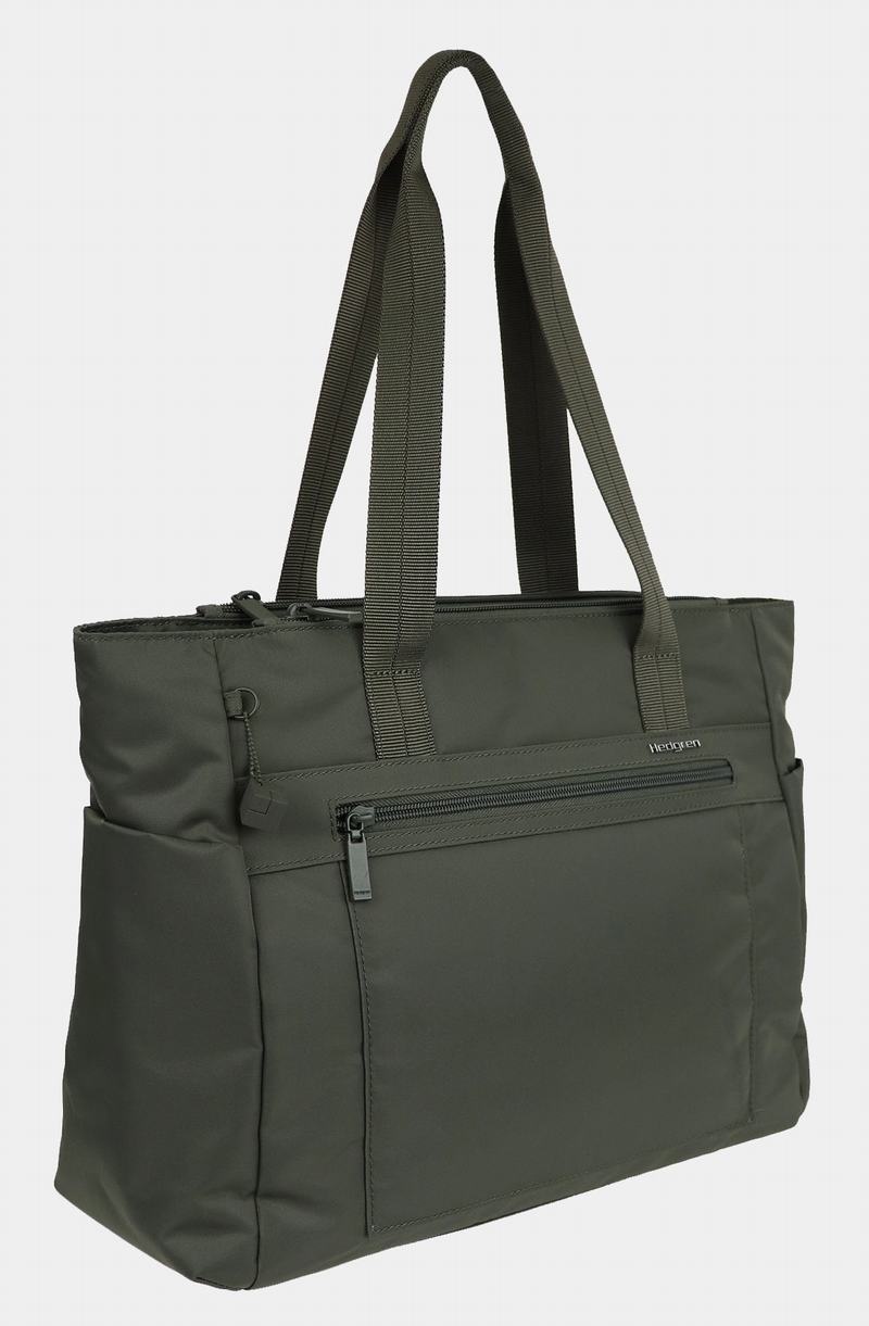 Dark Green Women's Hedgren Achiever Tote Bags | BWT4335RH