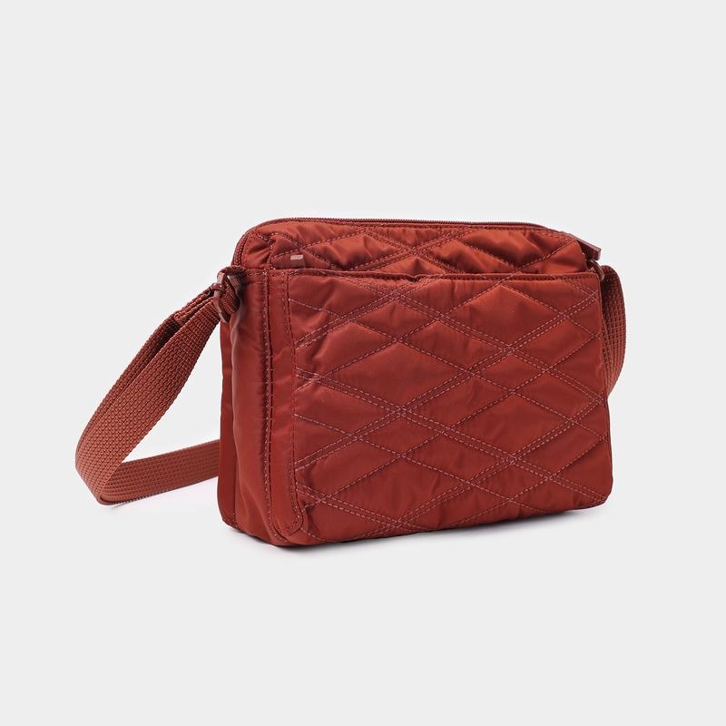 Red Brown Women's Hedgren Quilted Eye Rfid Shoulder Bags | SRE2618QR