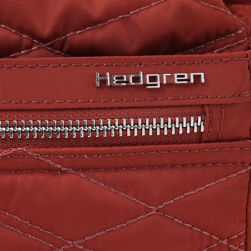 Red Brown Women's Hedgren Quilted Eye Rfid Shoulder Bags | SRE2618QR