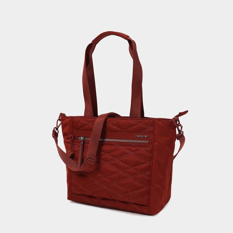 Red Brown Women's Hedgren Zoe Medium Rfid Tote Bags | LNK8792ZB